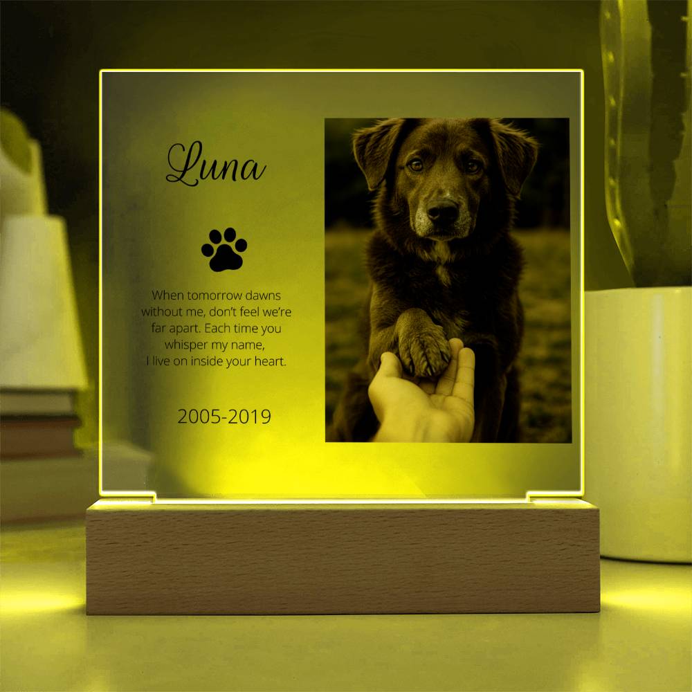 Personalized Pet Memorial Acrylic Plaque with Photo – Custom Dog or Cat Tribute Gift