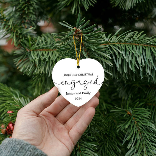 Personalized | Our First Christmas Engaged" Keepsake Ornament