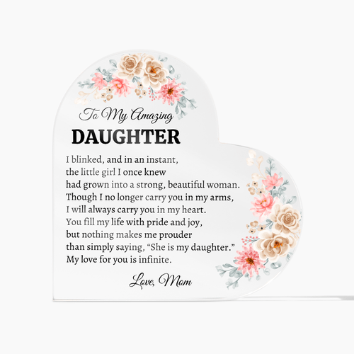 Gift from Mom to Daughter – Heartfelt Acrylic Keepsake Plaque - Bill and Dot's Finds