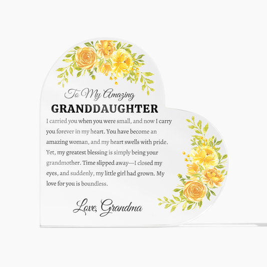 Granddaughter Heart Plaque from Grandma - Bill and Dot's Finds