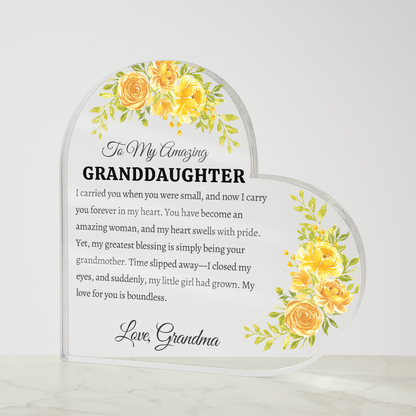 Granddaughter Heart Plaque from Grandma - Bill and Dot's Finds