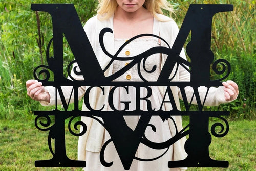 Split Letter Monogram - Steel Sign