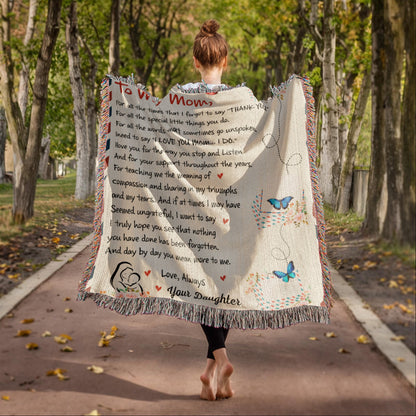 Loving Letter to Mom from Daughter | Woven Blanket - Bill and Dot's Finds