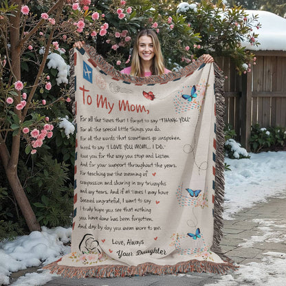 Loving Letter to Mom from Daughter | Woven Blanket - Bill and Dot's Finds