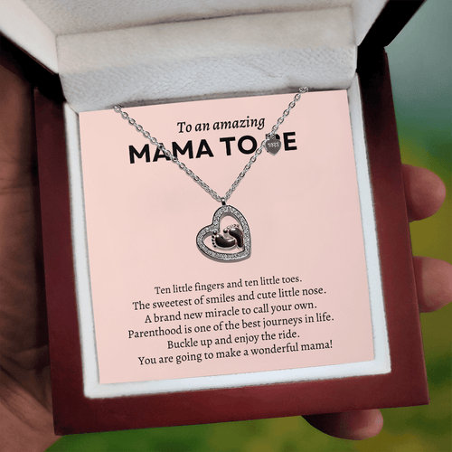 Mama to Be Necklace w/Baby Feet Heart - Bill and Dot's Finds