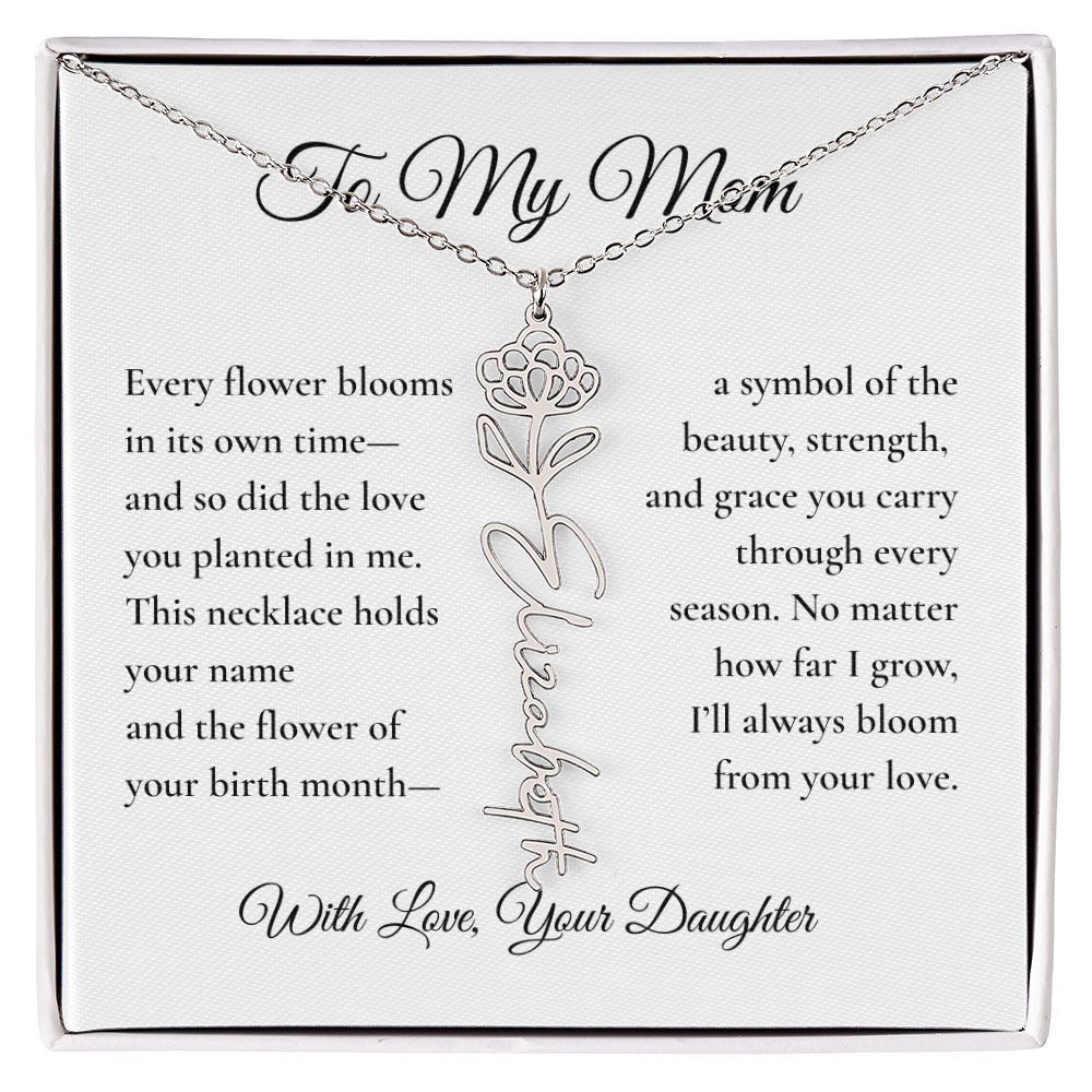 Personalized Birth Flower Name Necklace – From Daughter to Mom - Bill and Dot's Finds