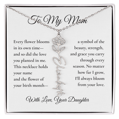 Personalized Birth Flower Name Necklace – From Daughter to Mom - Bill and Dot's Finds