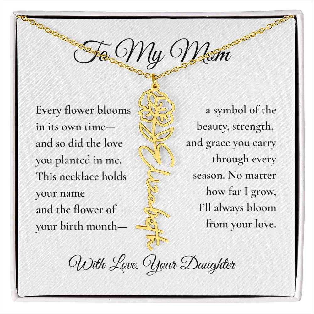 Personalized Birth Flower Name Necklace – From Daughter to Mom - Bill and Dot's Finds