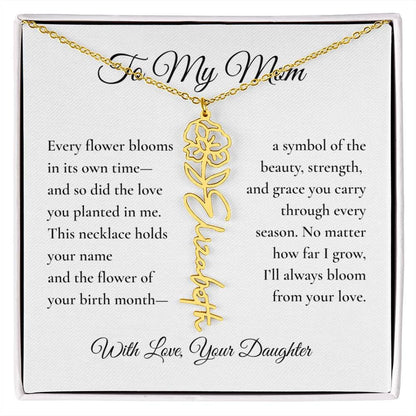 Personalized Birth Flower Name Necklace – From Daughter to Mom - Bill and Dot's Finds