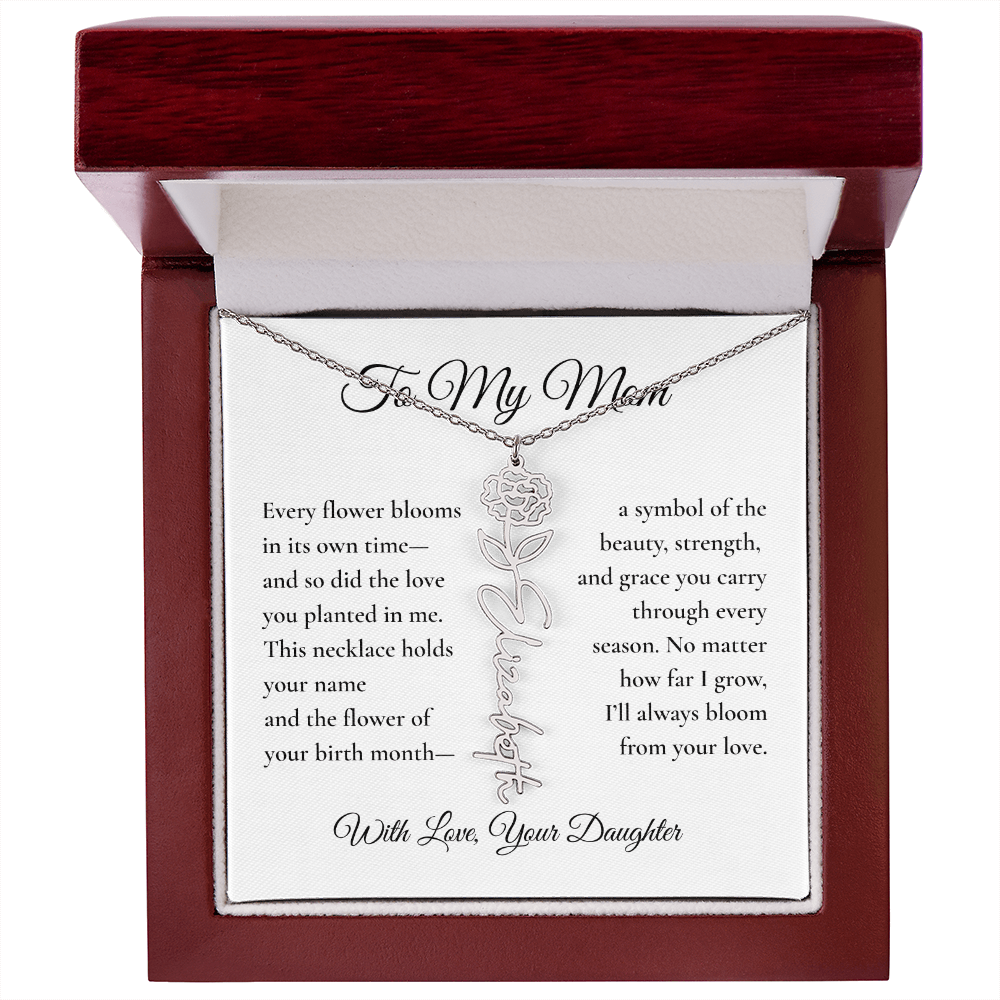 Personalized Birth Flower Name Necklace – From Daughter to Mom - Bill and Dot's Finds