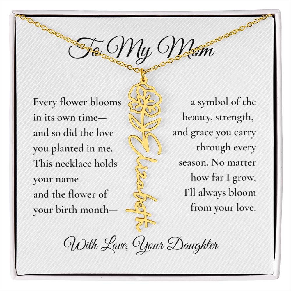 Personalized Birth Flower Name Necklace – From Daughter to Mom - Bill and Dot's Finds