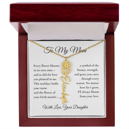 Personalized Birth Flower Name Necklace – From Daughter to Mom - Bill and Dot's Finds