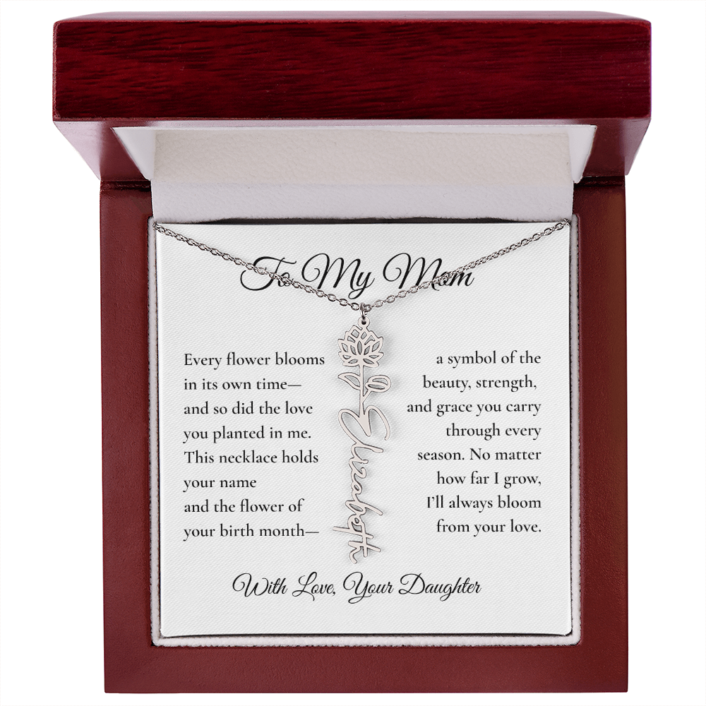 Personalized Birth Flower Name Necklace – From Daughter to Mom - Bill and Dot's Finds