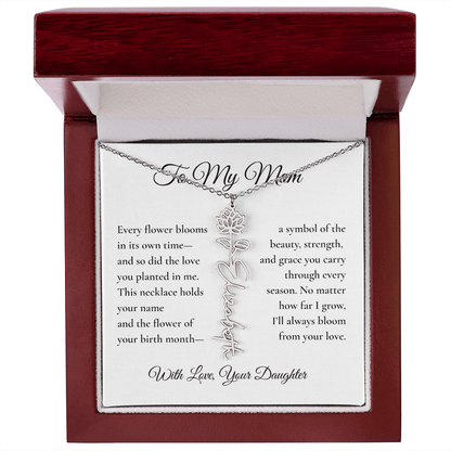 Personalized Birth Flower Name Necklace – From Daughter to Mom - Bill and Dot's Finds