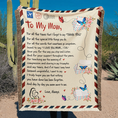 Personalized Loving Letter to Mom from Daughter | Printed Woven Blanket - Bill and Dot's Finds