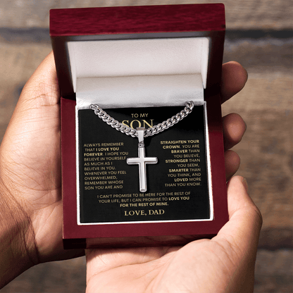 Son - Always Remember | Cuban Chain Cross (PERSONALIZED) - Bill and Dot's Finds