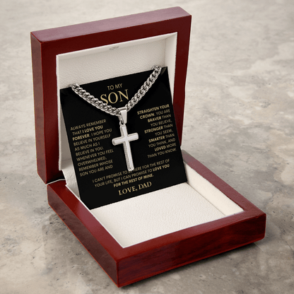 Son - Always Remember | Cuban Chain Cross (PERSONALIZED) - Bill and Dot's Finds