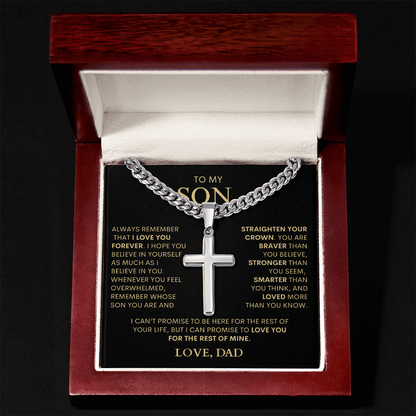 Son - Always Remember | Cuban Chain Cross (PERSONALIZED) - Bill and Dot's Finds