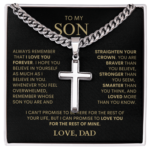 Son - Always Remember | Cuban Chain Cross (PERSONALIZED) - Bill and Dot's Finds