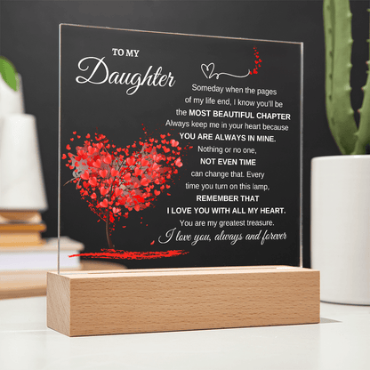"To My Daughter" Heartfelt LED Acrylic Plaque with Wooden Base - Bill and Dot's Finds