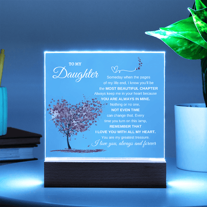 "To My Daughter" Heartfelt LED Acrylic Plaque with Wooden Base - Bill and Dot's Finds