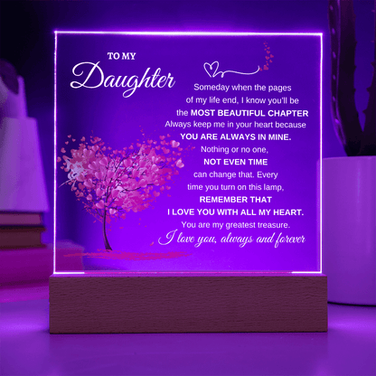 "To My Daughter" Heartfelt LED Acrylic Plaque with Wooden Base - Bill and Dot's Finds
