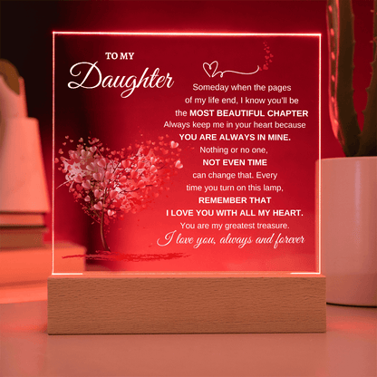 "To My Daughter" Heartfelt LED Acrylic Plaque with Wooden Base - Bill and Dot's Finds