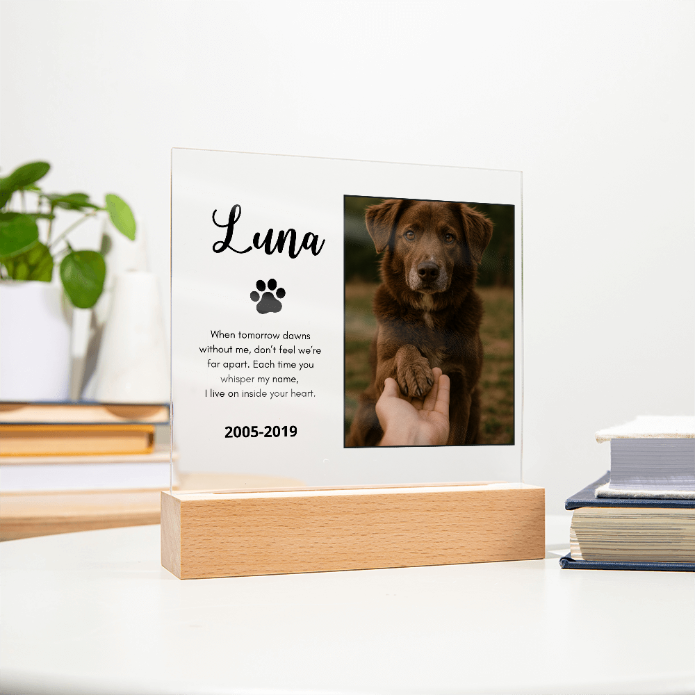 Personalized Pet Memorial Acrylic Plaque with Photo – Custom Dog or Cat Tribute Gift