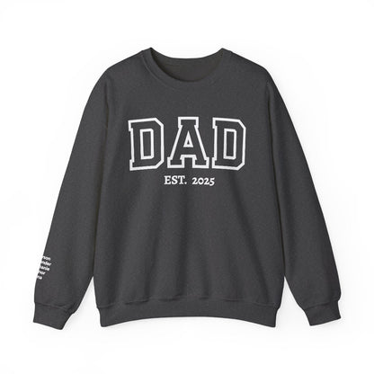 Personalized “DAD” Crewneck Sweatshirt – Custom Year &amp; Names on Sleeve