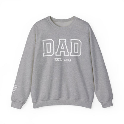 Personalized “DAD” Crewneck Sweatshirt – Custom Year &amp; Names on Sleeve