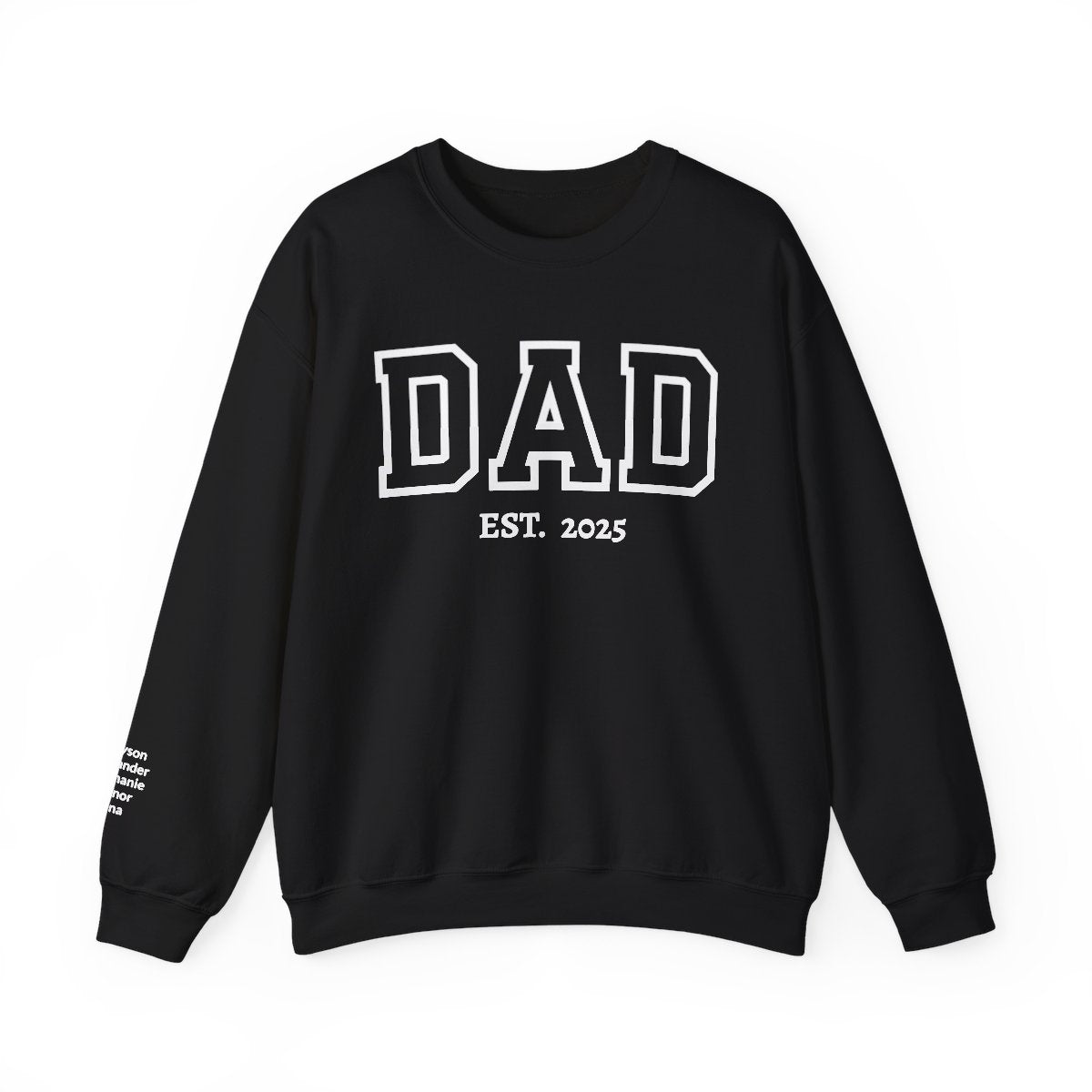 Personalized “DAD” Crewneck Sweatshirt – Custom Year &amp; Names on Sleeve