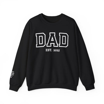 Personalized “DAD” Crewneck Sweatshirt – Custom Year &amp; Names on Sleeve