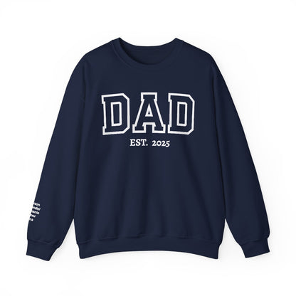 Personalized “DAD” Crewneck Sweatshirt – Custom Year &amp; Names on Sleeve