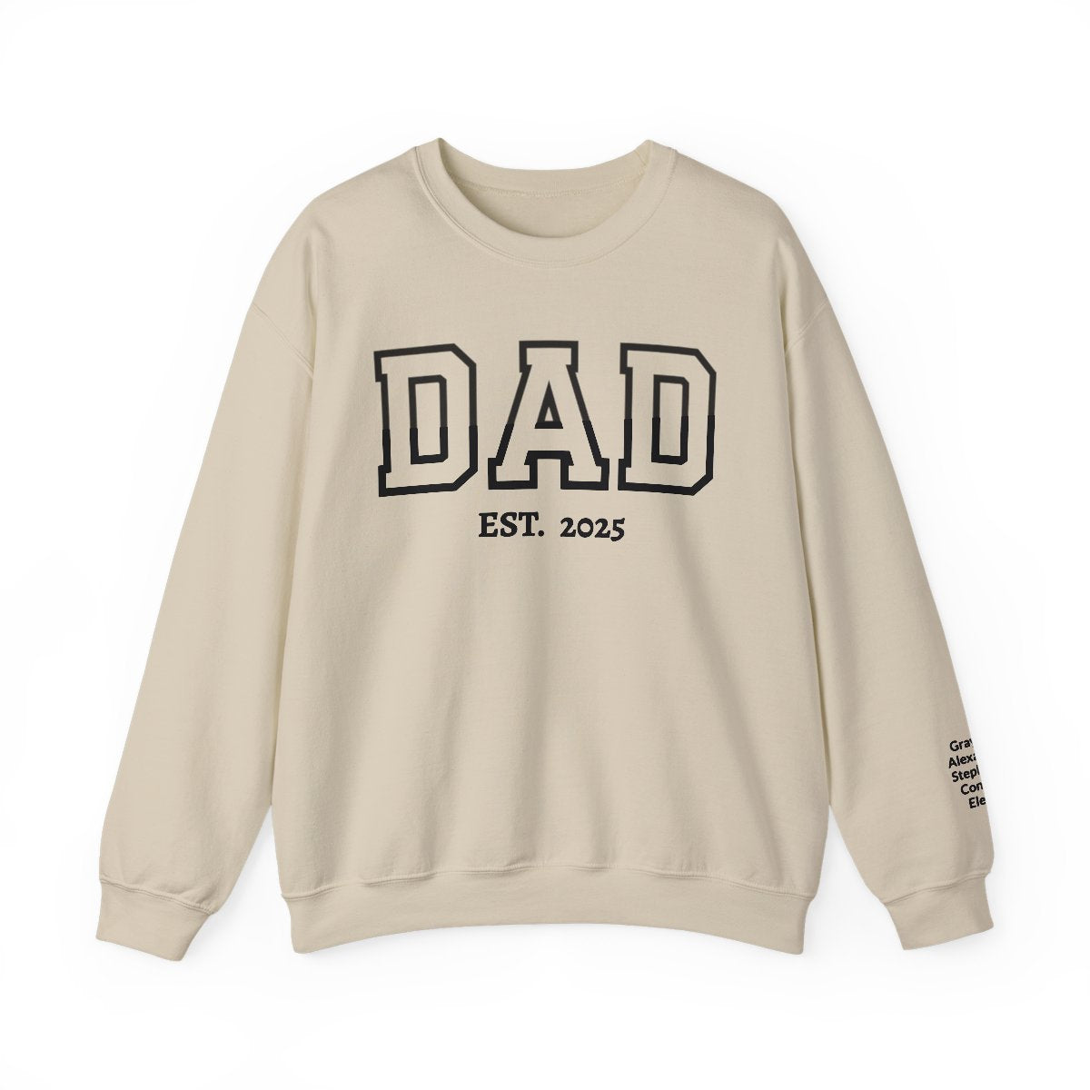 Personalized “DAD” Crewneck Sweatshirt – Custom Year &amp; Names on Sleeve